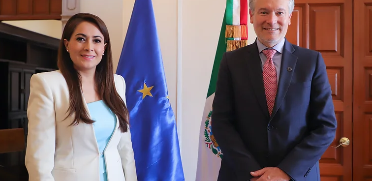 Lazos de cooperación internacional promueve el crecimiento de Aguascalientes; Tere Jiménez se reunió con el Embajador de la Unión Europea en México