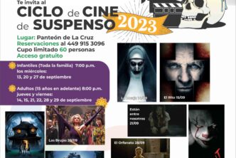 Presentan cartel del ciclo de cine de suspenso en el Panteón de la Cruz