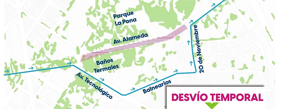 CAMBIO TEMPORAL DE RUTAS POR OBRAS EN ALAMEDA