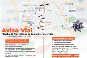 Anuncia Seguridad Pública Municipal cierre de vialidades por marcha de normalistas