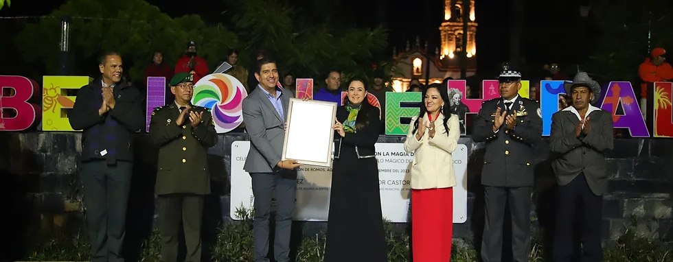 ENTREGA TERE JIMÉNEZ EL NOMBRAMIENTO OFICIAL COMO PUEBLO MÁGICO A PABELLÓN DE HIDALGO