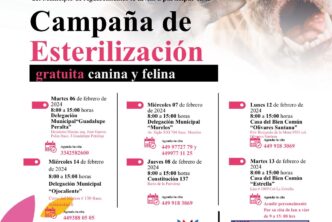 LANZA MUNICIPIO NUEVA CAMPAÑA GRATUITA DE ESTERILIZACIÓN CANINA Y FELINA LANZA MUNICIPIO NUEVA CAMPAÑA GRATUITA DE ESTERILIZACIÓN CANINA Y FELINA