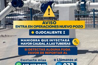 INFORMA MIAA A LA CIUDADANÍA QUE ENTRA EN OPERACIÓN POZO UBICADO EN OJOCALIENTE I
