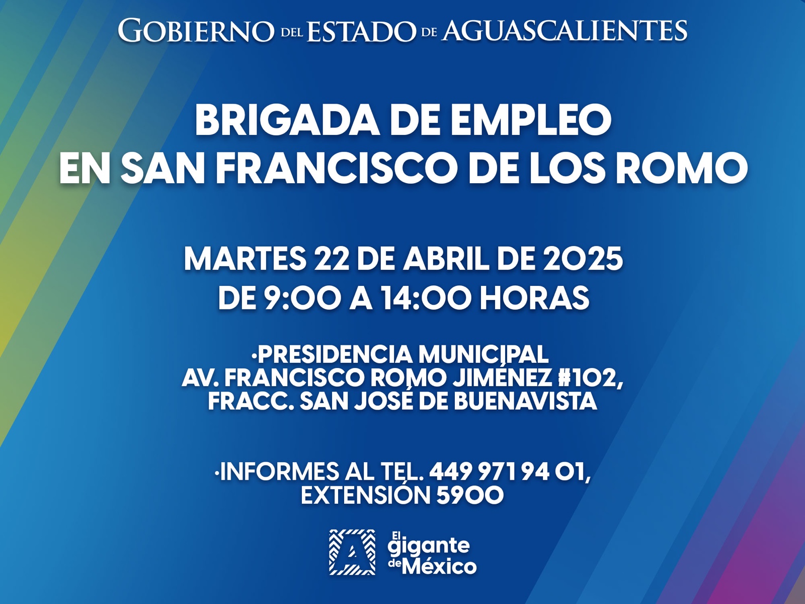 ESTE MARTES 22 DE ABRIL LLEGA LA BRIGADA DE EMPLEO A SAN FRANCISCO DE LOS ROMO ¡NO FALTES!