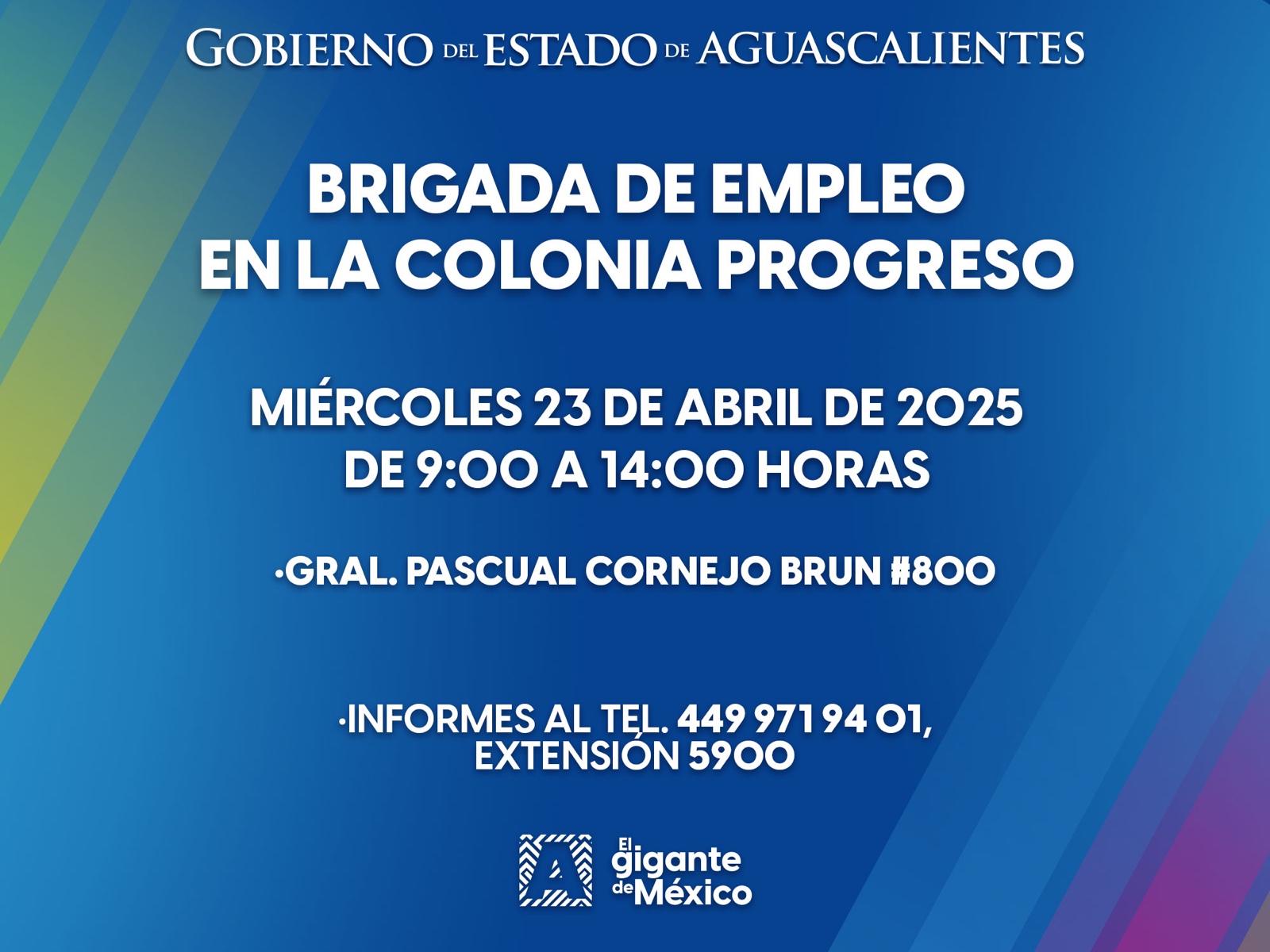ESTE MIÉRCOLES 23 DE ABRIL HABRÁ BRIGADA DE EMPLEO EN LA COLONIA PROGRESO ¡PASA LA VOZ! 📣