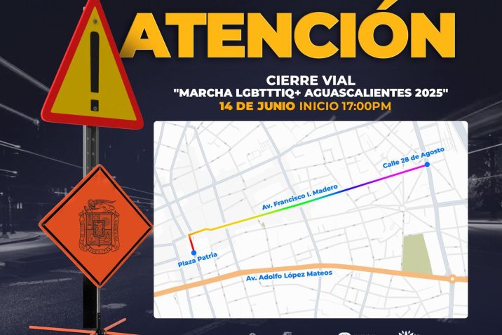ANUNCIA SEGURIDAD PÚBLICA MUNICIPAL CIERRES VIALES POR LA MARCHA LGBTTTIQ+ AGUASCALIENTES 2025 ANUNCIA SEGURIDAD PÚBLICA MUNICIPAL CIERRES VIALES POR LA MARCHA LGBTTTIQ+ AGUASCALIENTES 2025