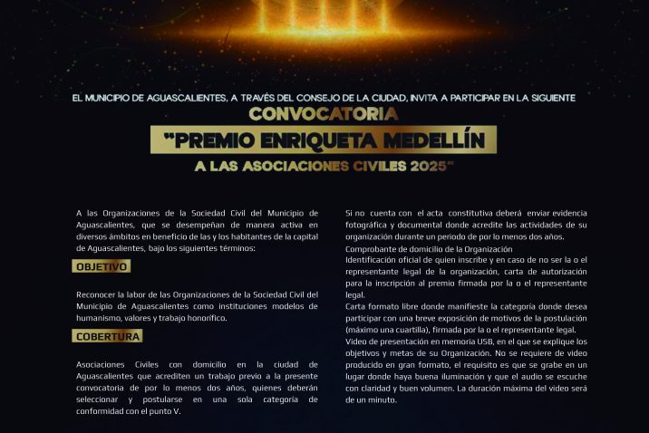 PRESENTAN MUNICIPIO Y CONSEJO DE LA CIUDAD CONVOCATORIA A LOS PREMIOS “ENRIQUETA MEDELLÍN 2025” A LAS ASOCIACIONES CIVILES PRESENTAN MUNICIPIO Y CONSEJO DE LA CIUDAD CONVOCATORIA A LOS PREMIOS “ENRIQUETA MEDELLÍN 2025” A LAS ASOCIACIONES CIVILES