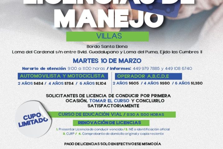 MUNICIPIO DE AGUASCALIENTES ANUNCIA NUEVA JORNADA DE RENOVACIÓN DE LICENCIAS