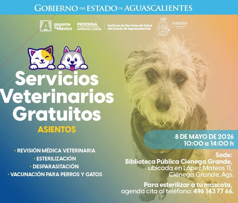 ¡Servicios veterinarios gratuitos en Asientos!